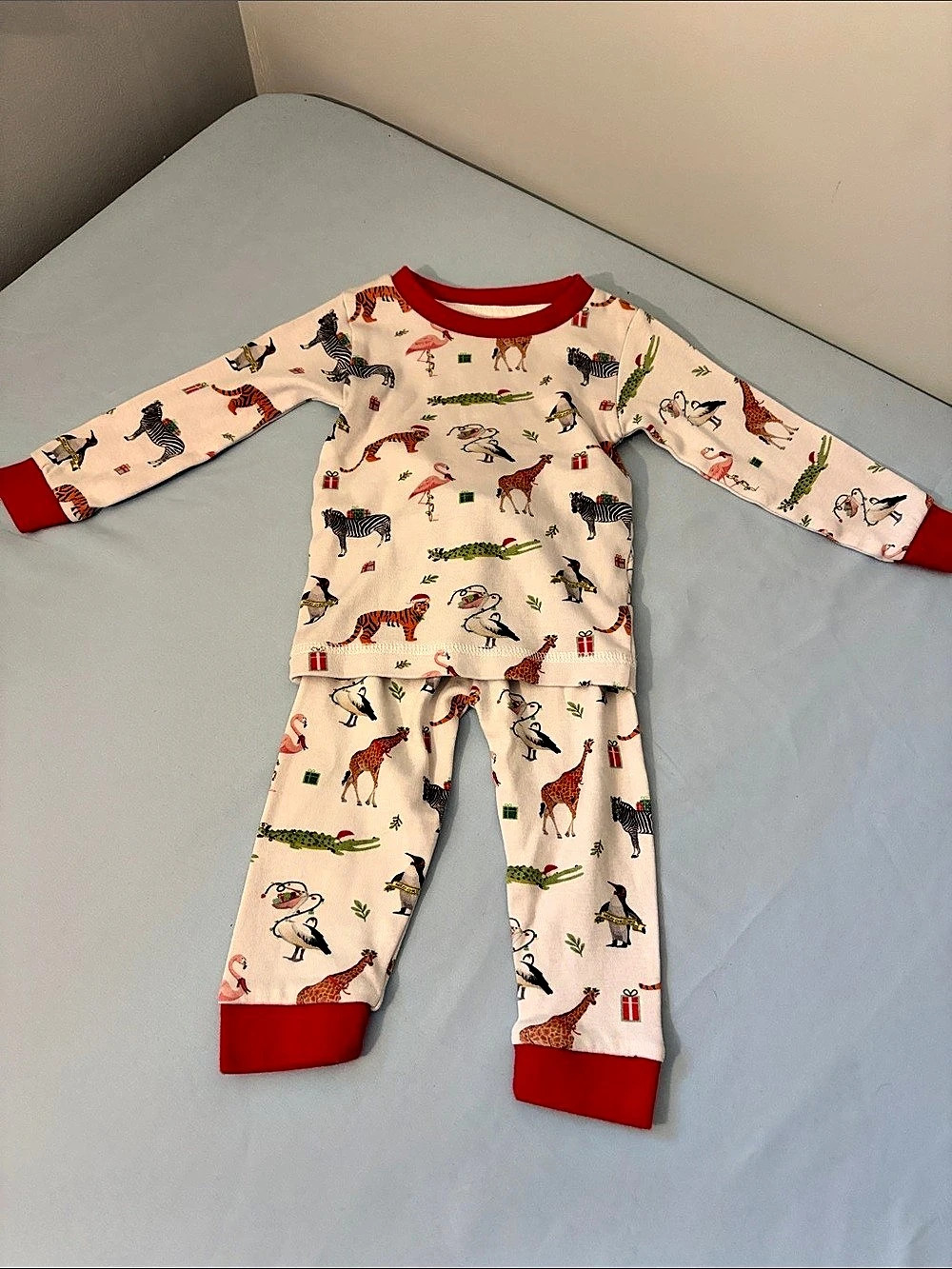 Nola tauk Baby Animal Christmas Print Pajama Set Size 6M Like New